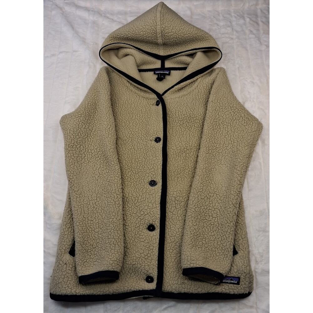 Patagonia Women's Shearling Hooded Fleece Cardigan XS Tan